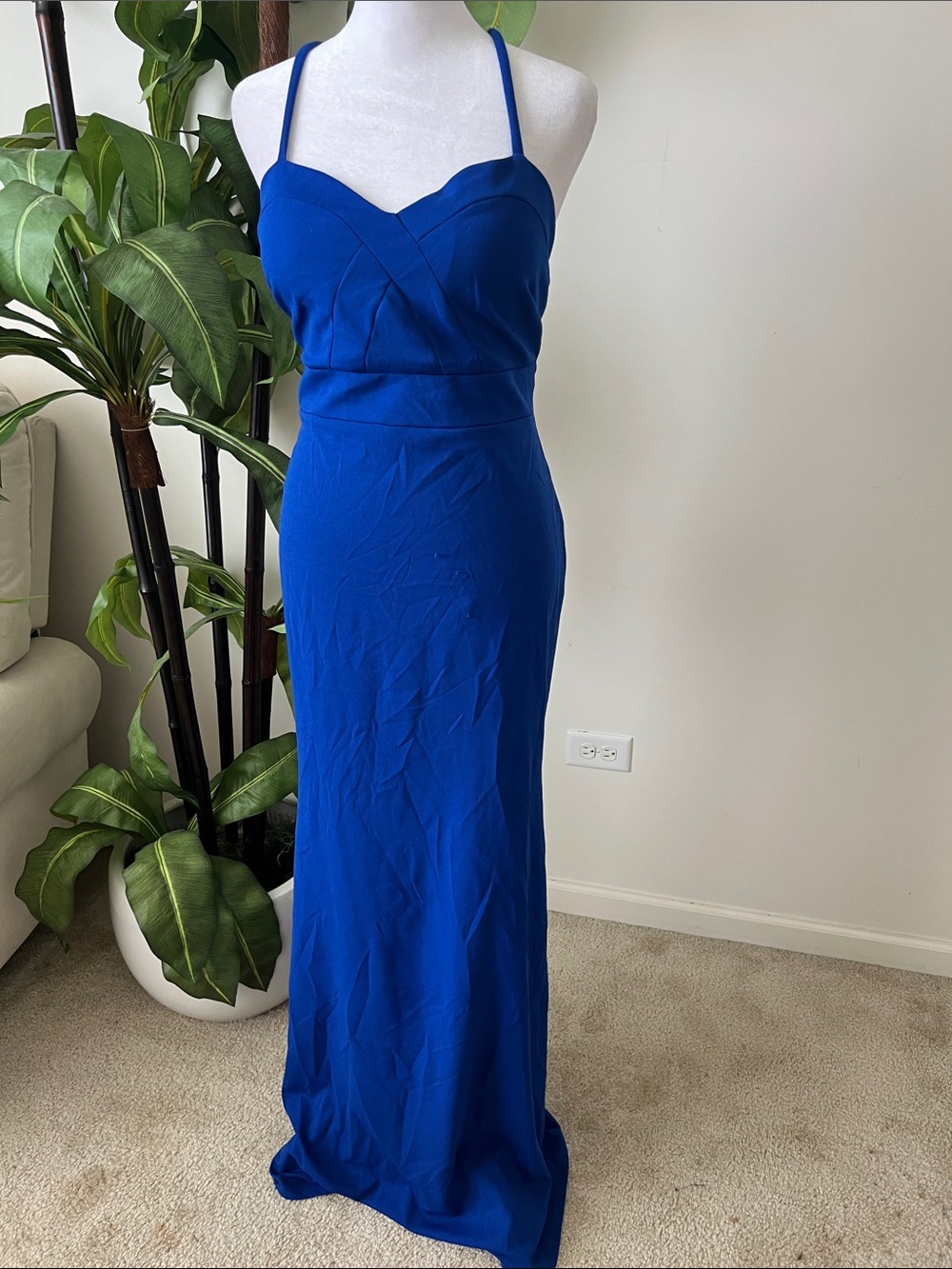 Windsor Cobalt Blue Halter Maxi Dress